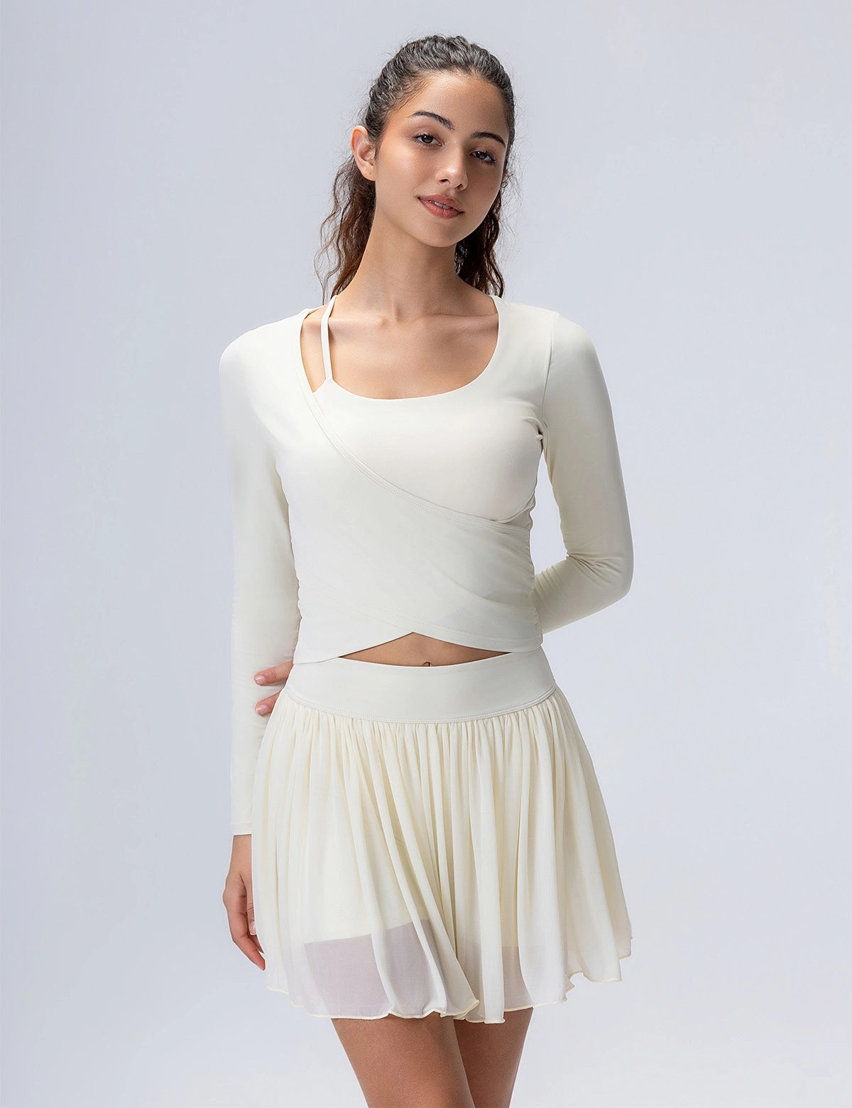 Sheer-Mesh A-Line Skort