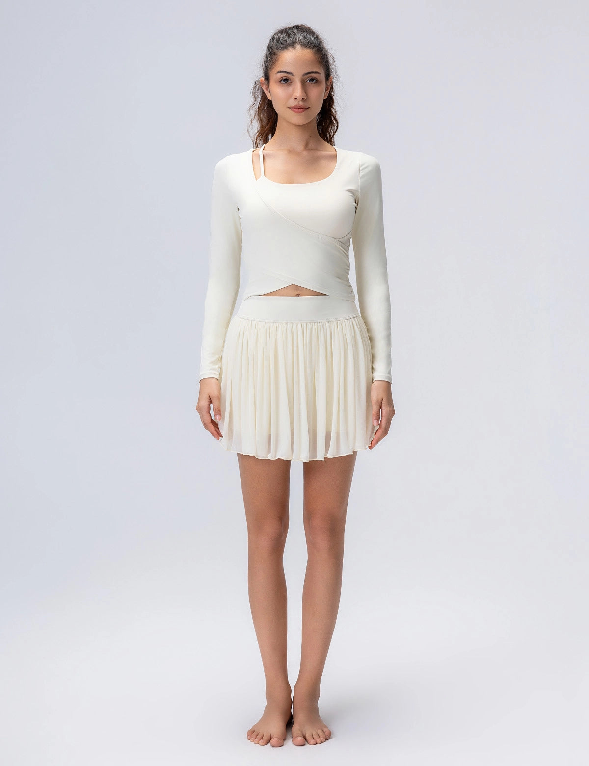 Sheer-Mesh A-Line Skort